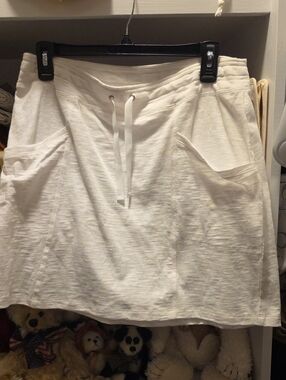 Casual Drawstring Pocket Skirt in White